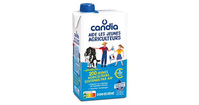 Pour l’achat d’une brique de lait, 5 centimes seront reversés au fond solidaire de la coopérative Sodiaal destiné aux jeunes agriculteurs. Photo : DR